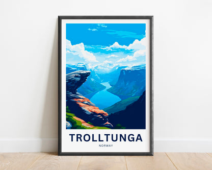 Trolltunga Travel Print - Trolltunga poster, Norway Wall Art, Framed present, Gift Norway Present - TravelTreasureCo