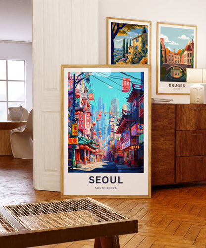 Seoul Travel Print - Seoul poster, South Korea Wall Art, Framed present, Gift South Korea Present - TravelTreasureCo