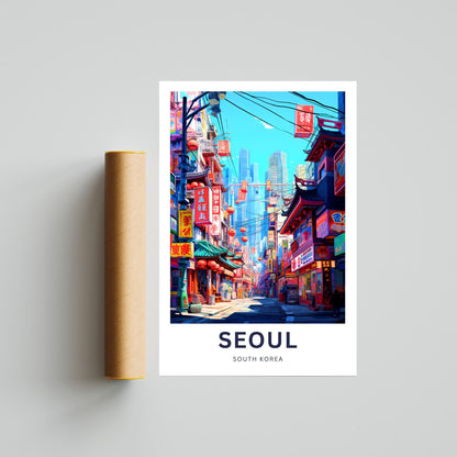 Seoul Travel Print - Seoul poster, South Korea Wall Art, Framed present, Gift South Korea Present - TravelTreasureCo