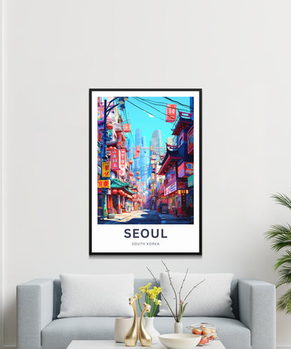 Seoul Travel Print - Seoul poster, South Korea Wall Art, Framed present, Gift South Korea Present - TravelTreasureCo