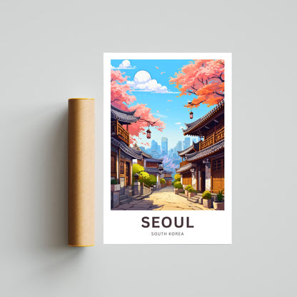 Seoul Travel Print - Seoul poster, South Korea Wall Art, Framed present, Gift South Korea Present - TravelTreasureCo