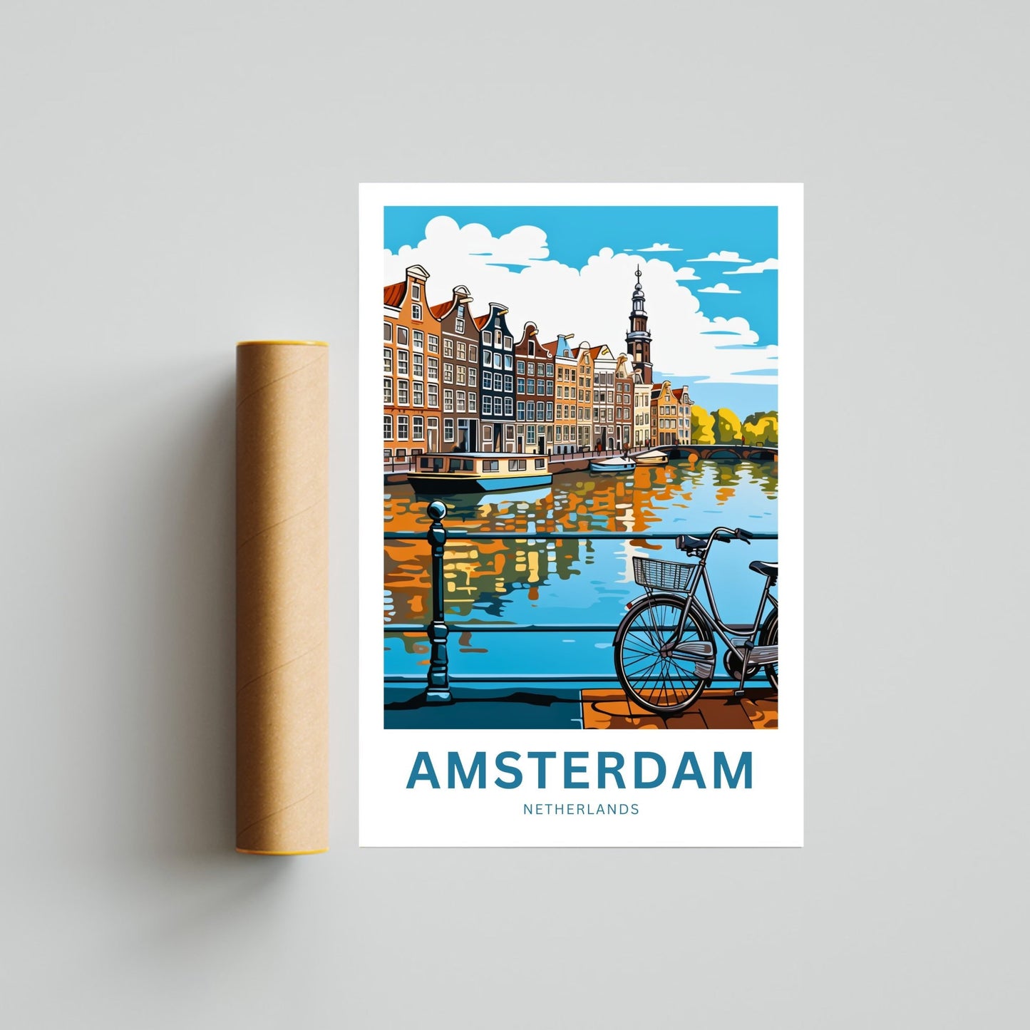 Amsterdam Travel Print - Amsterdam poster, Netherlands Wall Art, Framed present, Gift Netherlands Present - TravelTreasureCo