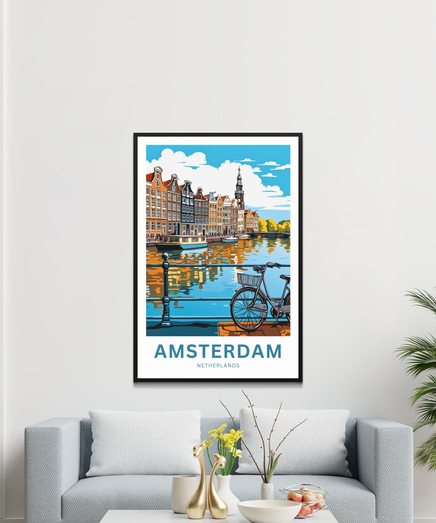 Amsterdam Travel Print - Amsterdam poster, Netherlands Wall Art, Framed present, Gift Netherlands Present - TravelTreasureCo