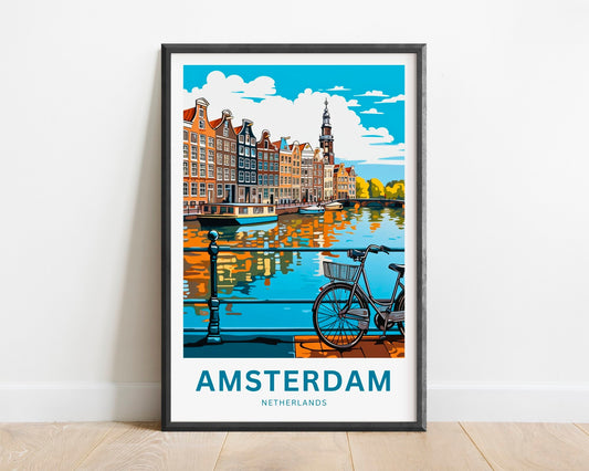 Amsterdam Travel Print - Amsterdam poster, Netherlands Wall Art, Framed present, Gift Netherlands Present - TravelTreasureCo