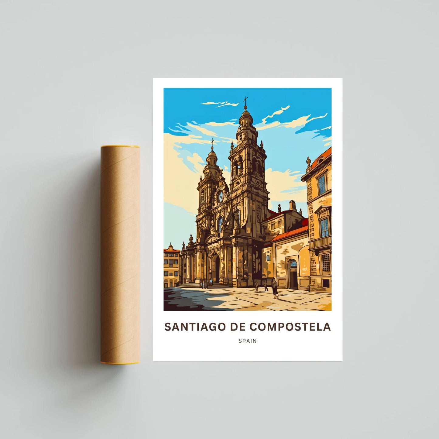 Santiago de Compostela Travel Poster