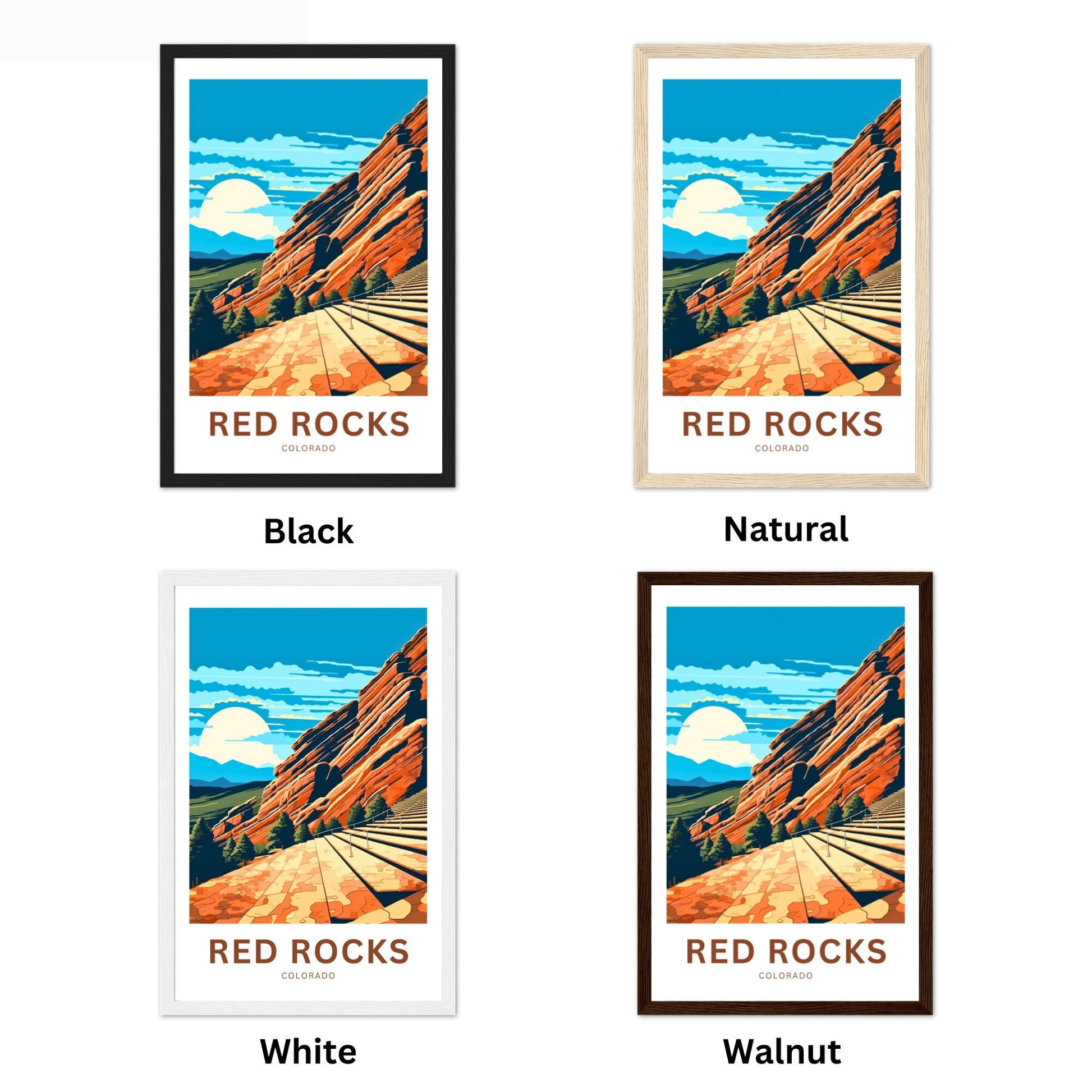 Red Rocks Amphitheatre Travel Print - Red Rocks Amphitheatre poster, Colorado Wall Art, Framed present, Gift Colorado Present - TravelTreasureCo