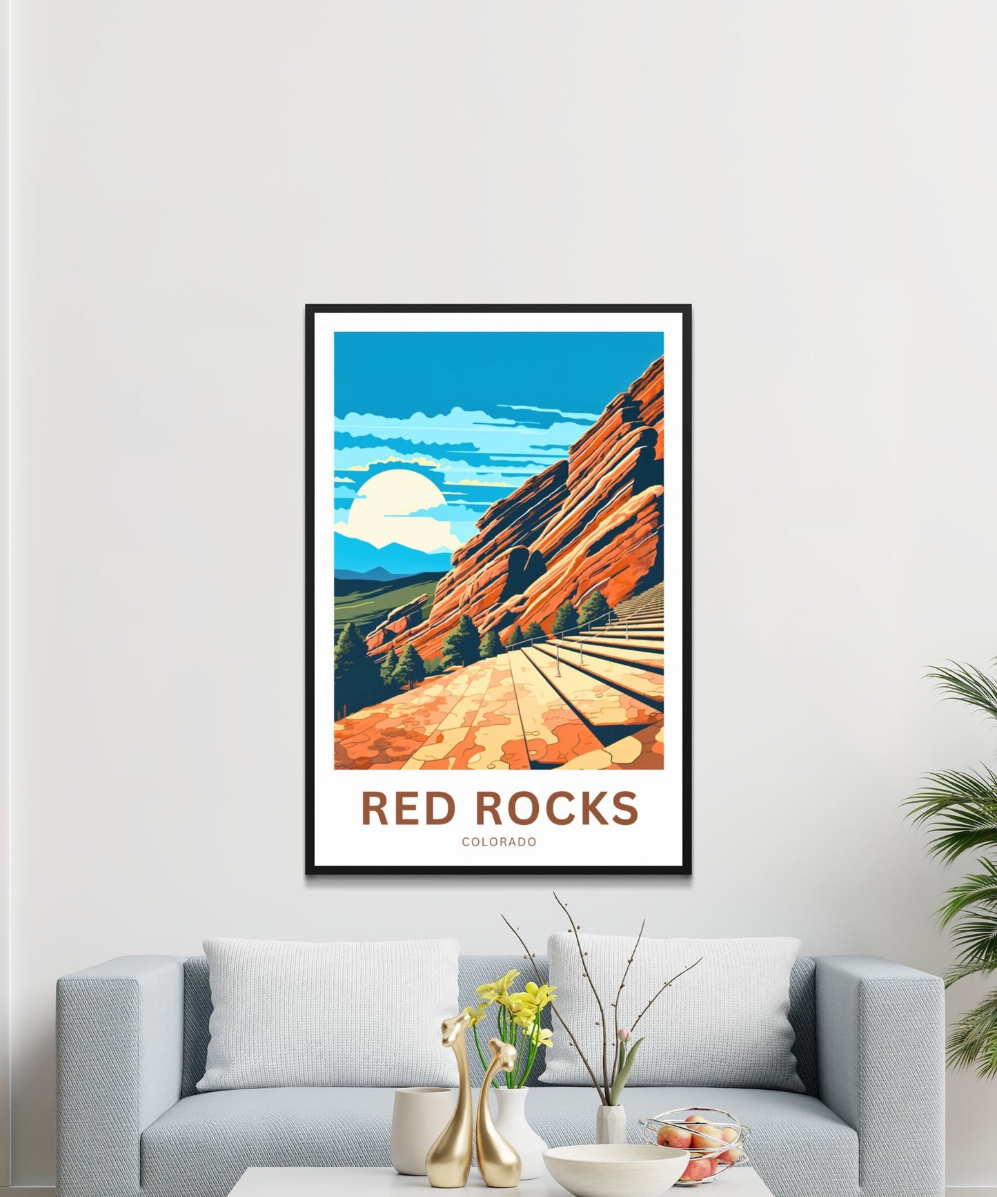 Red Rocks Amphitheatre Travel Print - Red Rocks Amphitheatre poster, Colorado Wall Art, Framed present, Gift Colorado Present - TravelTreasureCo