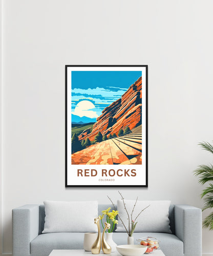 Red Rocks Amphitheatre Travel Print - Red Rocks Amphitheatre poster, Colorado Wall Art, Framed present, Gift Colorado Present - TravelTreasureCo