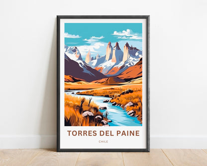 Torres del Paine Travel Print - Torres del Paine poster, Chile Wall Art, Framed present, Gift Chile Present - TravelTreasureCo