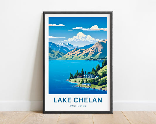 Lake Chelan Travel Print - Lake Chelan poster, Washington Wall Art, Framed present, Gift Washington Present - TravelTreasureCo