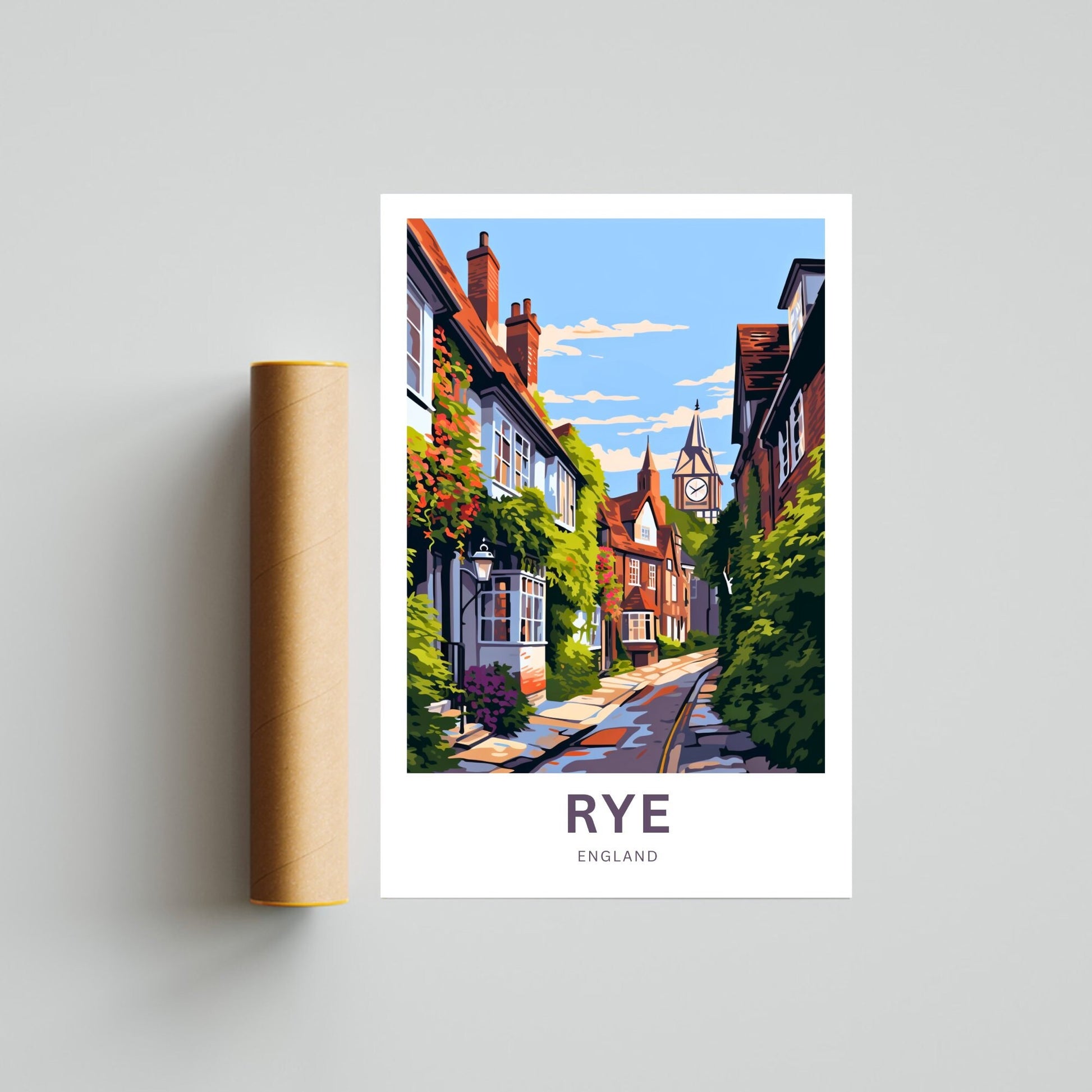 Rye Travel Print - Rye poster, England Wall Art, Framed present, Gift England Present - TravelTreasureCo