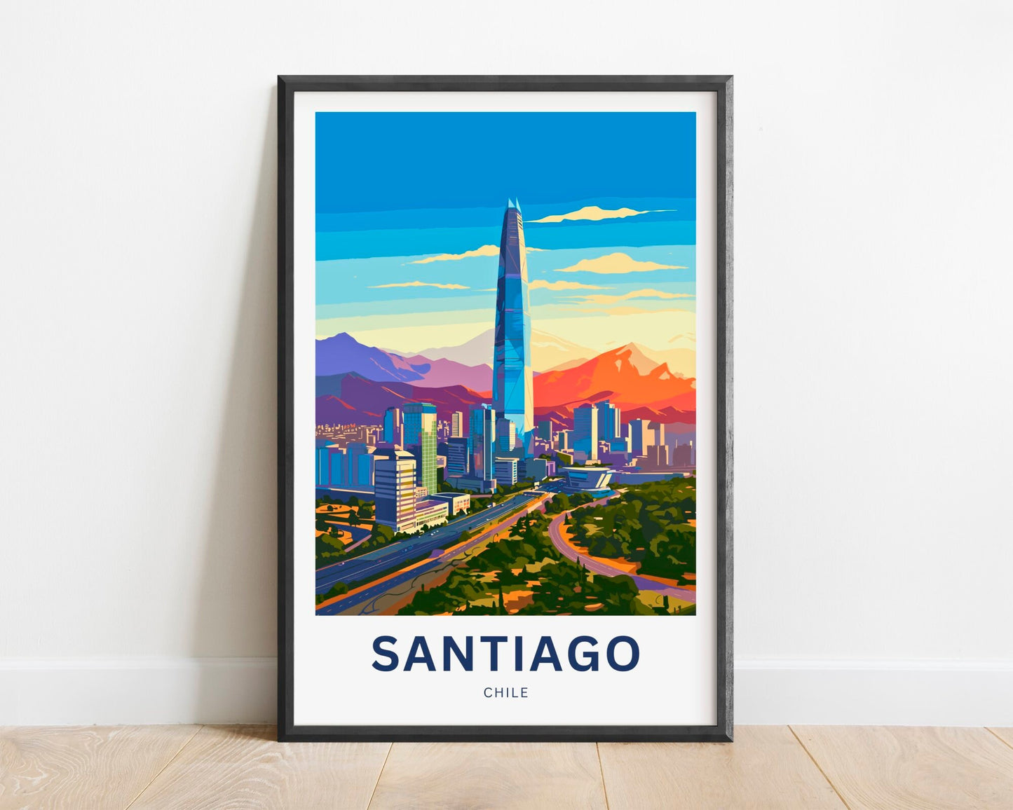 Santiago Travel Print - Santiago poster, Chile Wall Art, Framed present, Gift Chile Present - TravelTreasureCo