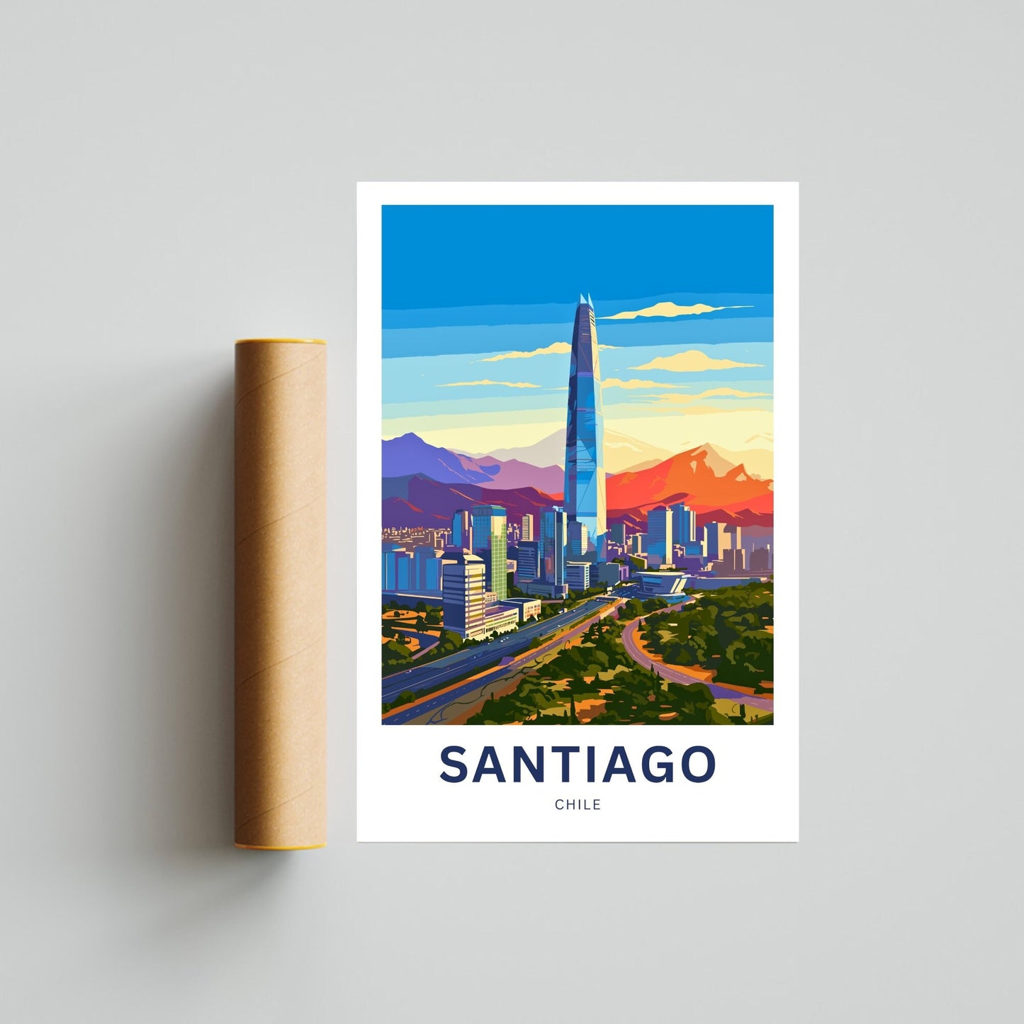 Santiago Travel Print - Santiago poster, Chile Wall Art, Framed present, Gift Chile Present - TravelTreasureCo