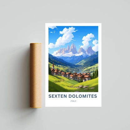 Sexten Dolomites Travel Poster