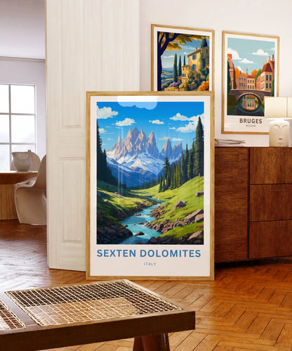 Sexten Dolomites Travel Poster