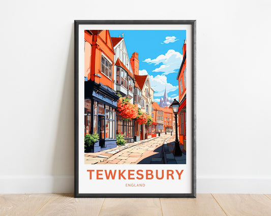 Tewkesbury Travel Print - Tewkesbury poster, England Wall Art, Framed present, Gift England Present - TravelTreasureCo