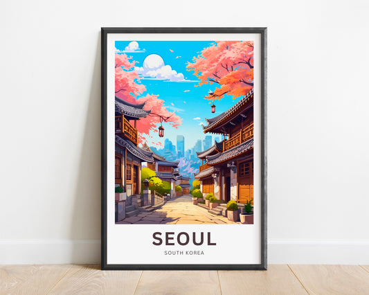 Seoul Travel Print - Seoul poster, South Korea Wall Art, Framed present, Gift South Korea Present - TravelTreasureCo