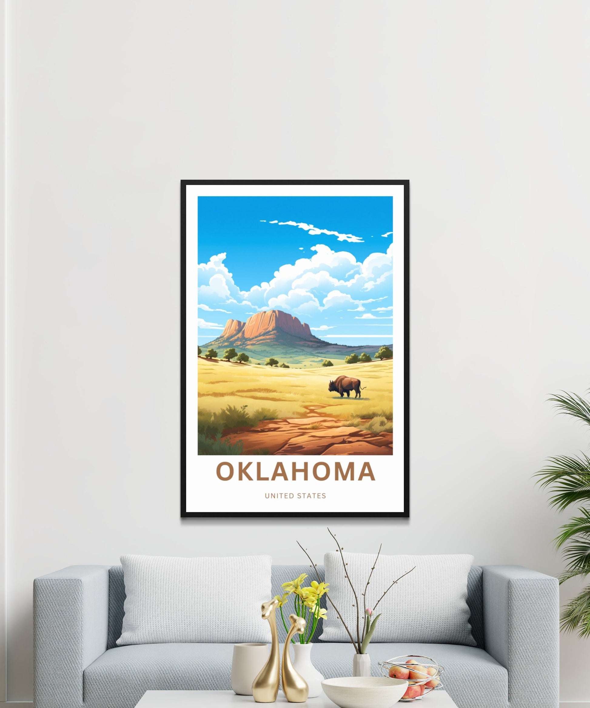 Oklahoma Travel Print - Oklahoma poster, United States Wall Art, Framed present, Gift United States Present - TravelTreasureCo