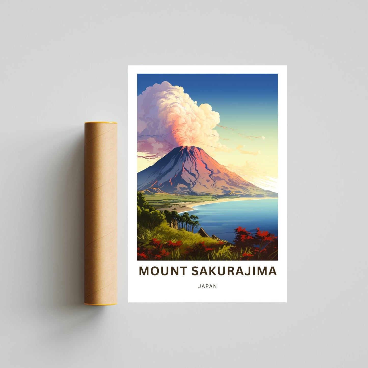 Mount Sakurajima Travel Poster