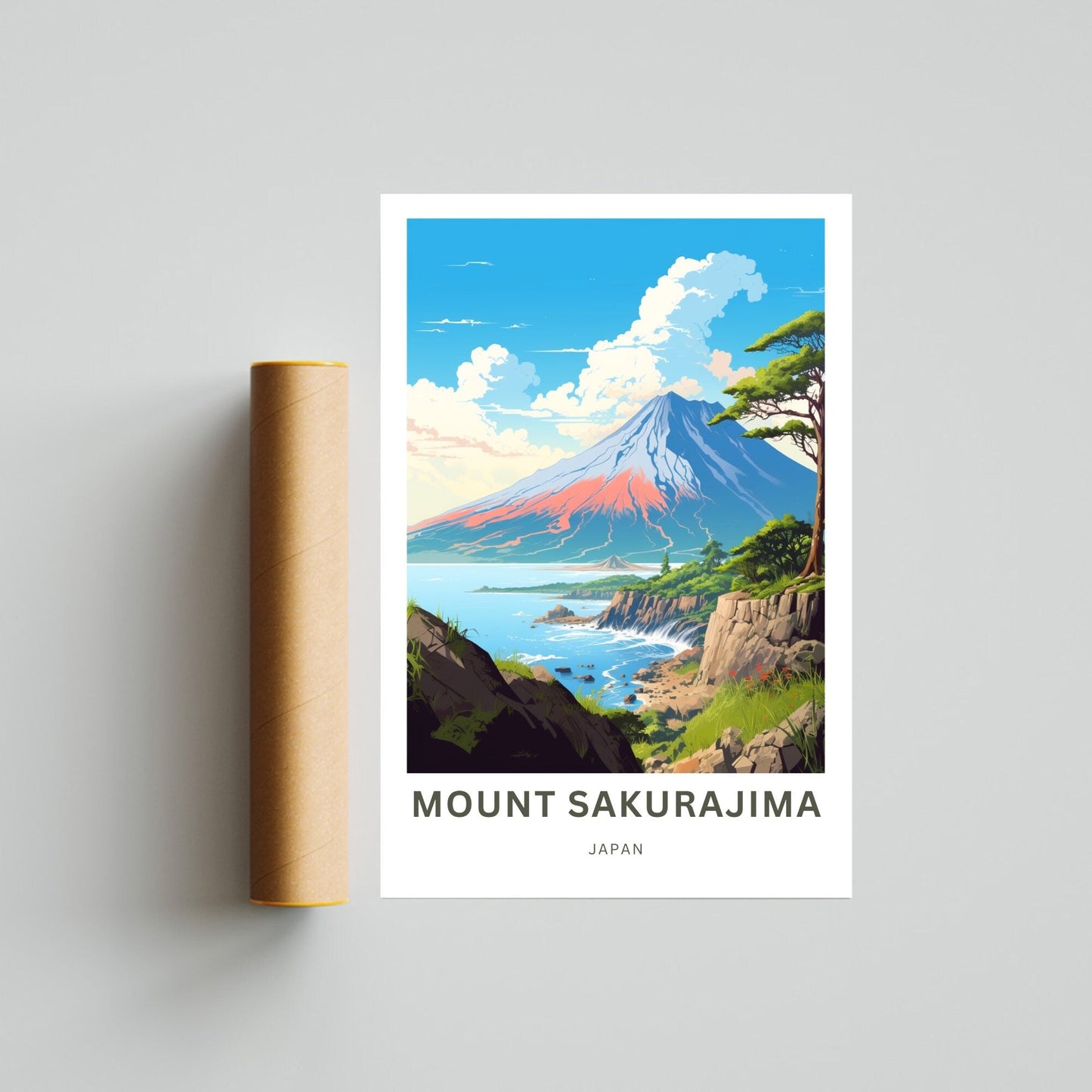 Mount Sakurajima Travel Poster