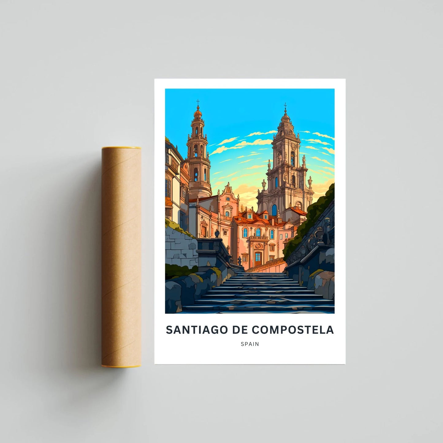 Santiago de Compostela Travel Poster