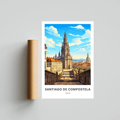 Santiago de Compostela Travel Poster