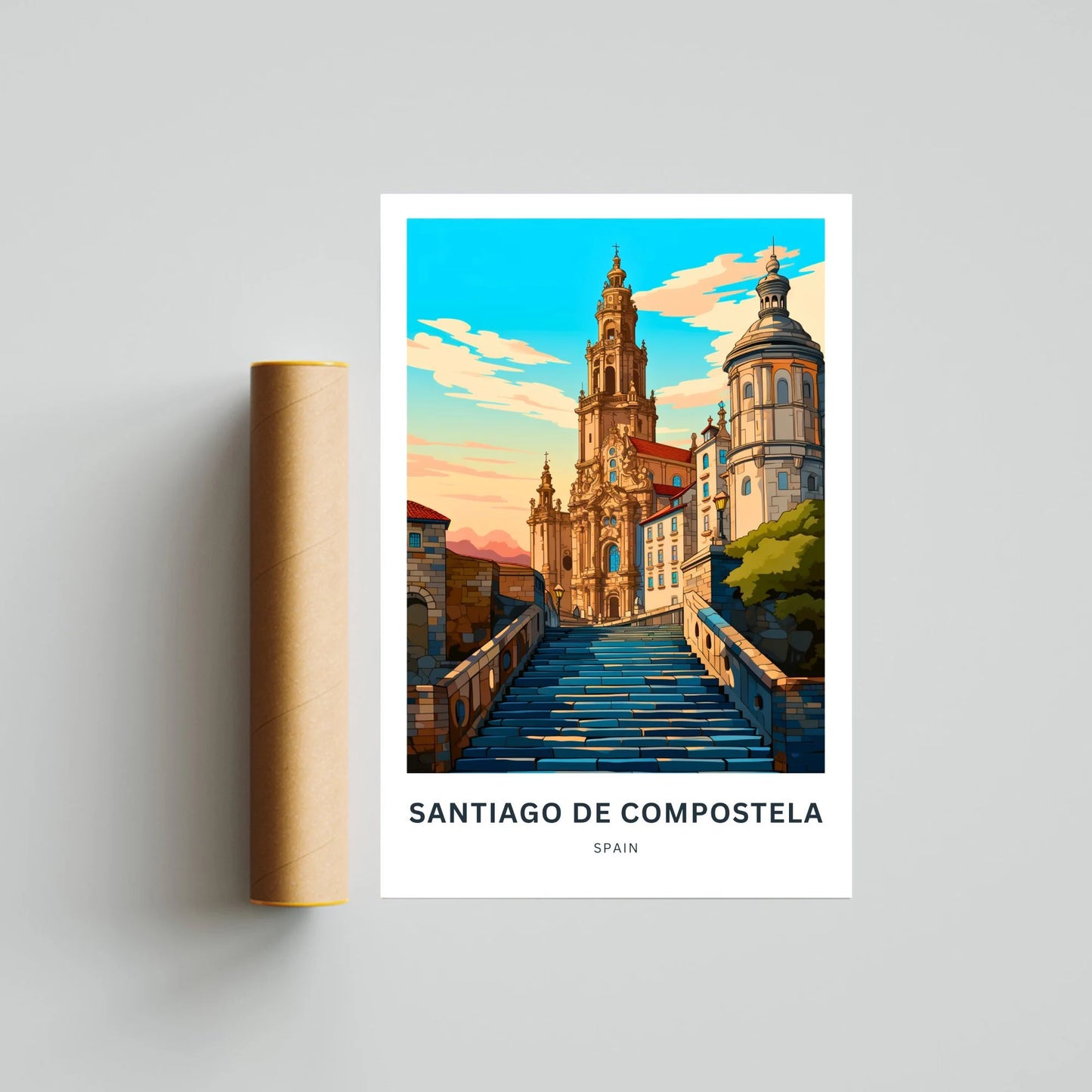 Santiago de Compostela Travel Poster