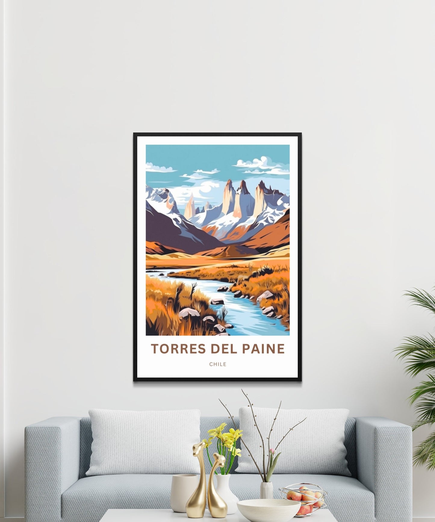 Torres del Paine Travel Print - Torres del Paine poster, Chile Wall Art, Framed present, Gift Chile Present - TravelTreasureCo