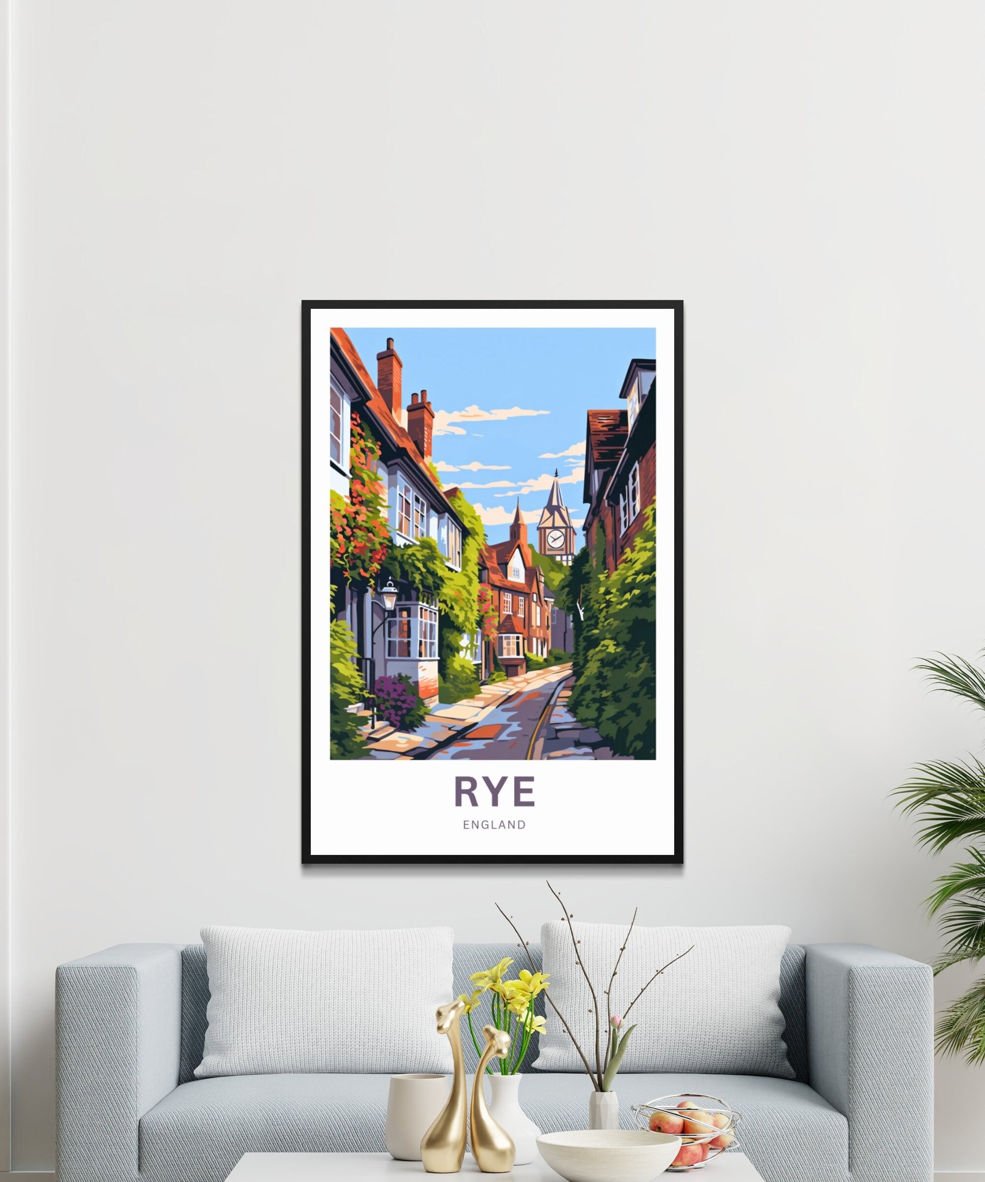 Rye Travel Print - Rye poster, England Wall Art, Framed present, Gift England Present - TravelTreasureCo