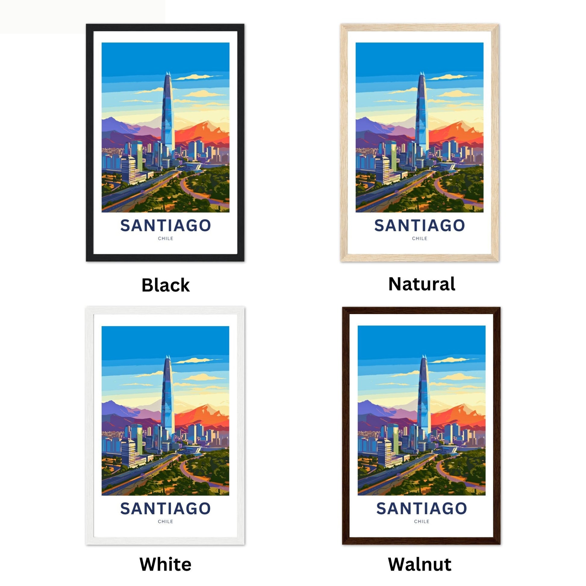 Santiago Travel Print - Santiago poster, Chile Wall Art, Framed present, Gift Chile Present - TravelTreasureCo