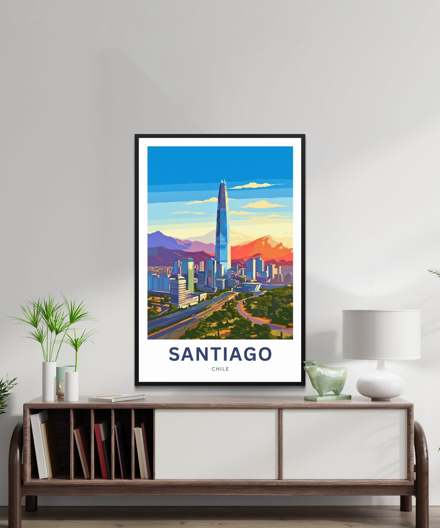 Santiago Travel Print - Santiago poster, Chile Wall Art, Framed present, Gift Chile Present - TravelTreasureCo