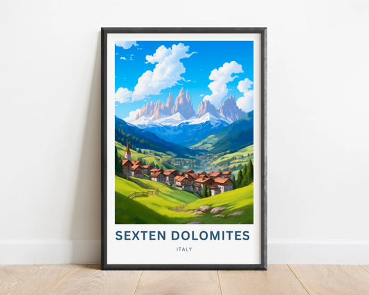 Sexten Dolomites Travel Poster