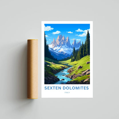 Sexten Dolomites Travel Poster