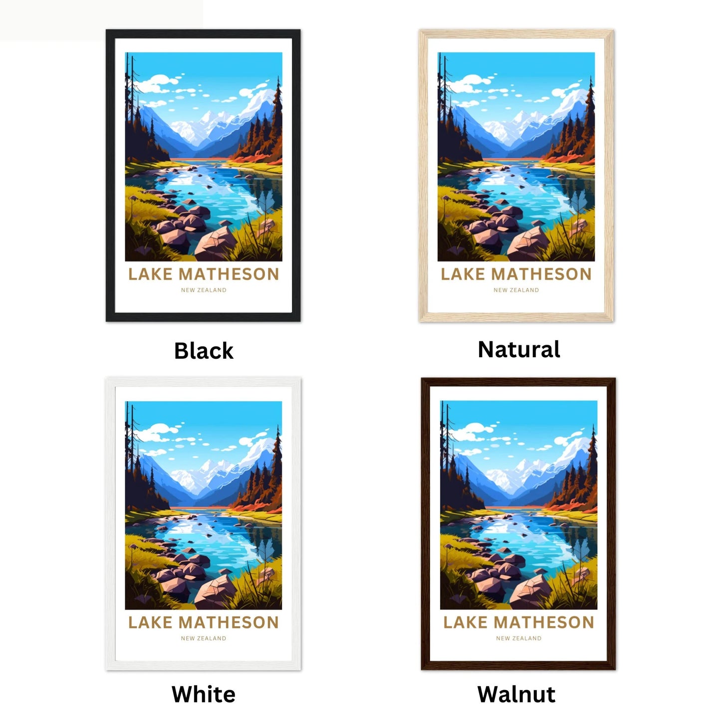 Lake Matheson Travel Poster