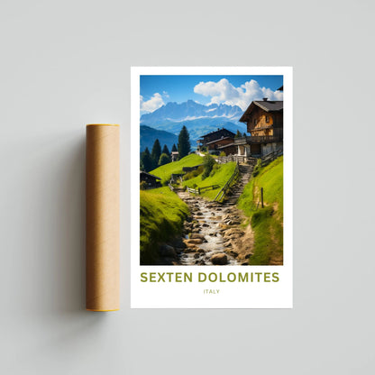 Sexten Dolomites Travel Poster