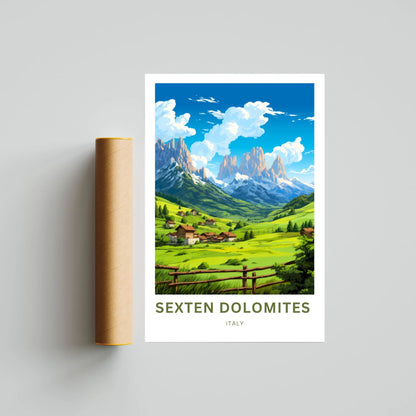 Sexten Dolomites Travel Poster