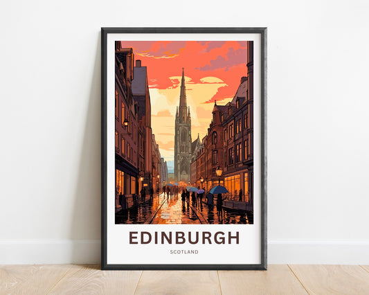 Edinburgh Travel Print - Edinburgh poster, Scotland Wall Art, Framed present, Gift Scotland Present - TravelTreasureCo