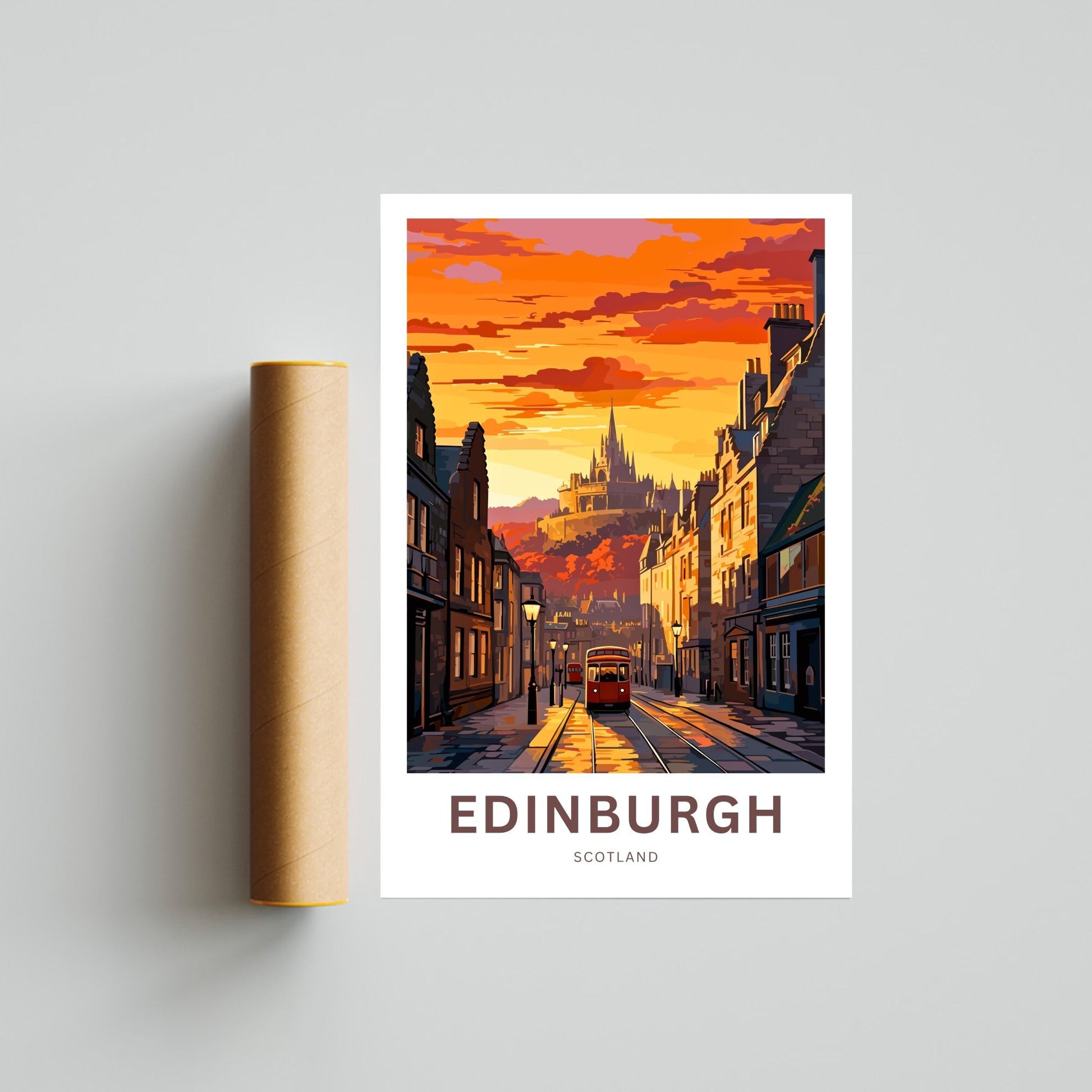 Edinburgh Travel Print - Edinburgh poster, Scotland Wall Art, Framed present, Gift Scotland Present - TravelTreasureCo