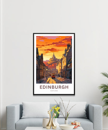 Edinburgh Travel Print - Edinburgh poster, Scotland Wall Art, Framed present, Gift Scotland Present - TravelTreasureCo