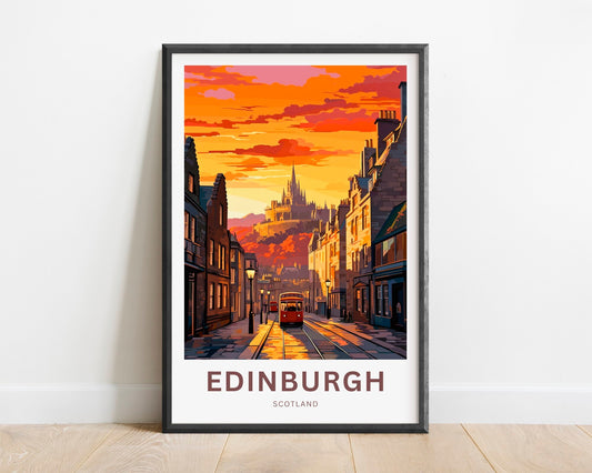 Edinburgh Travel Print - Edinburgh poster, Scotland Wall Art, Framed present, Gift Scotland Present - TravelTreasureCo