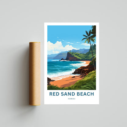 Red Sand Beach Kaihalulu Travel Poster