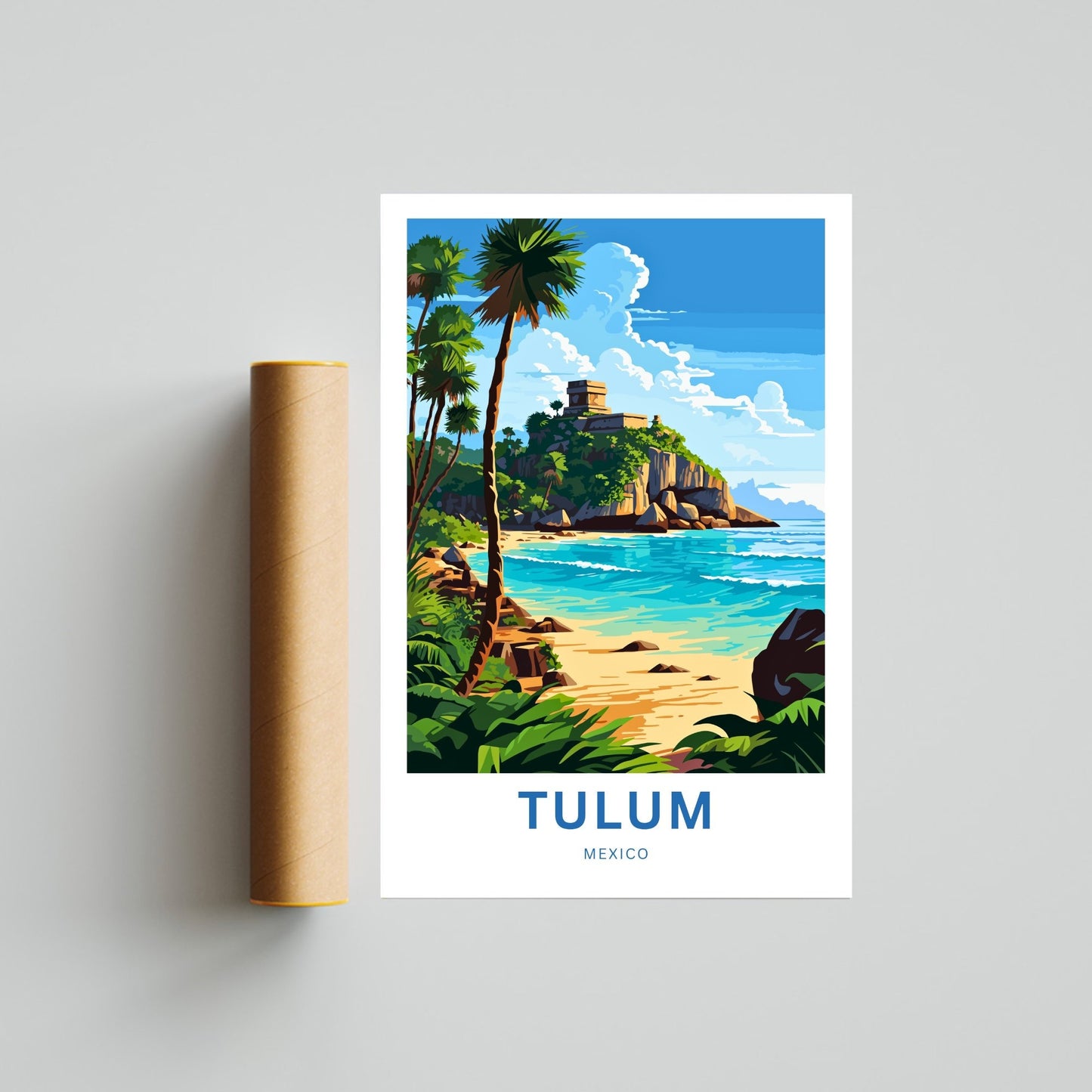 Tulum Riviera Maya Travel Print - Tulum poster, Mexico Wall Art, Framed present, Gift Mexico Present - TravelTreasureCo