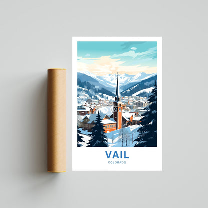 Vail Ski Resort Travel Print - Vail Ski Resort poster, Colorado Wall Art, Framed present, Gift Colorado Present - TravelTreasureCo