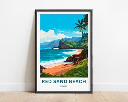 Red Sand Beach Kaihalulu Travel Poster