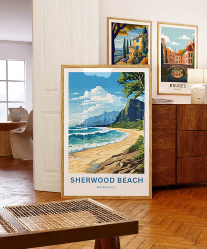 Sherwood Beach Travel Poster