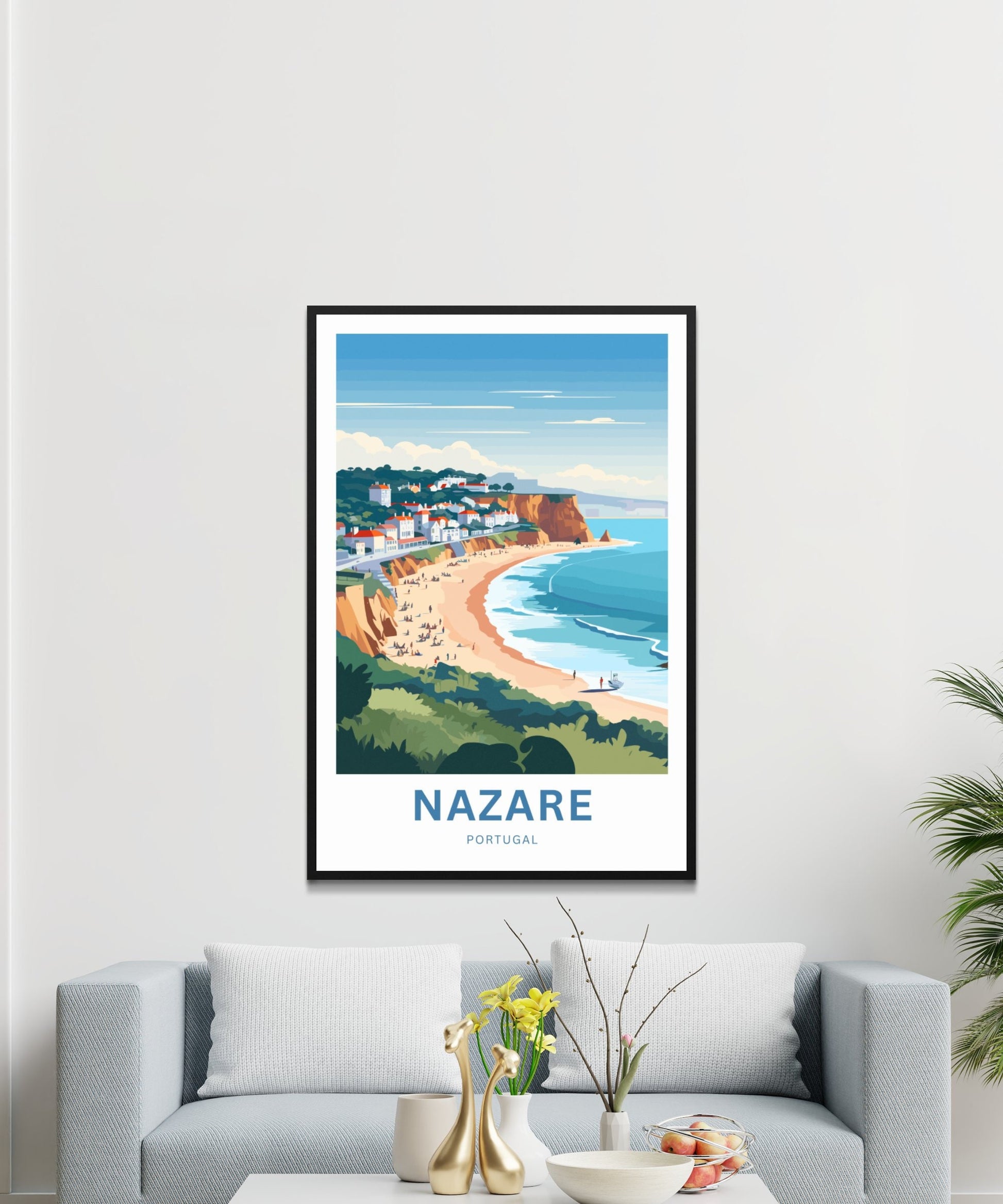 Nazare Travel Print - Nazare poster, Portugal Wall Art, Framed present, Gift Portugal Present - TravelTreasureCo