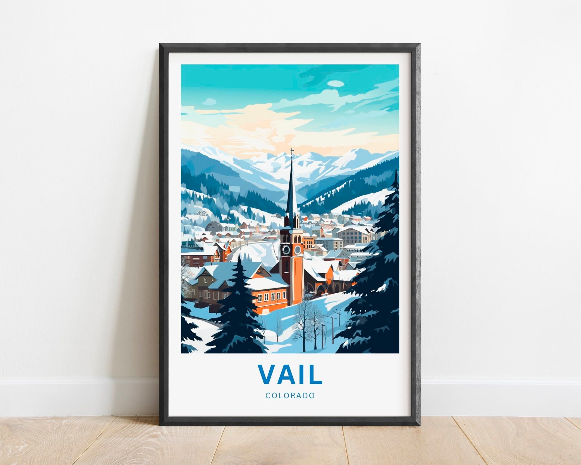 Vail Ski Resort Travel Print - Vail Ski Resort poster, Colorado Wall Art, Framed present, Gift Colorado Present - TravelTreasureCo