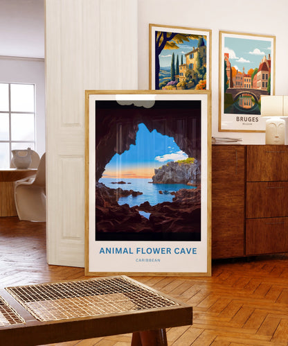 Animal Flower Cave Travel Poster