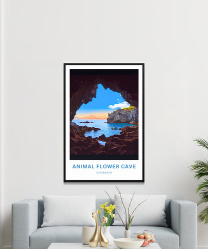 Animal Flower Cave Travel Poster