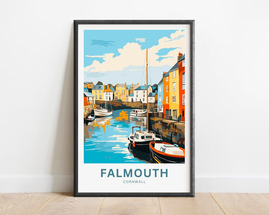 Falmouth Travel Print - Falmouth Cornwall Poster, Cornwall, England Wall Art, Framed present, Gift England Present - TravelTreasureCo